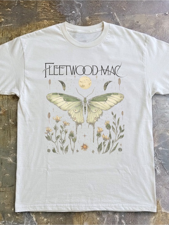 Gildan Other - White Fleetwood Mac butterfly floral Graphic Tee